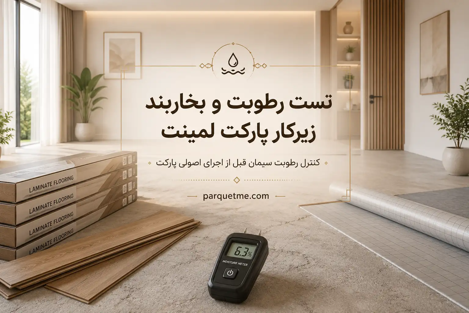 تست رطوبت و بخاربند زیرکار پارکت لمینت قبل از نصب