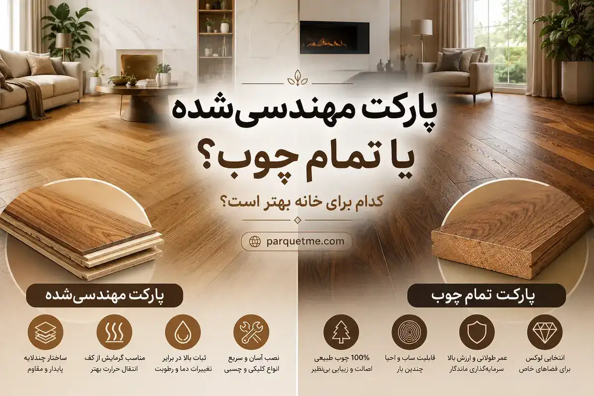 تفاوت پارکت چوبی یا پارکت مهندسی شده_